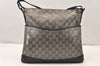 Authentic GUCCI GG Crystal Shoulder Bag PVC Leather 145857 Black Gold 5857K