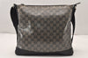 Authentic GUCCI GG Crystal Shoulder Bag PVC Leather 145857 Black Gold 5857K