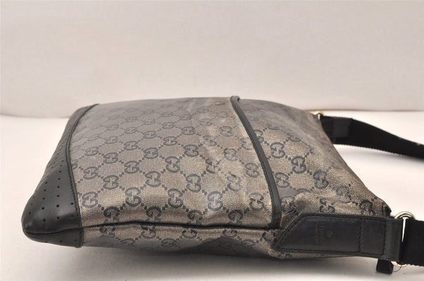 Authentic GUCCI GG Crystal Shoulder Bag PVC Leather 145857 Black Gold 5857K