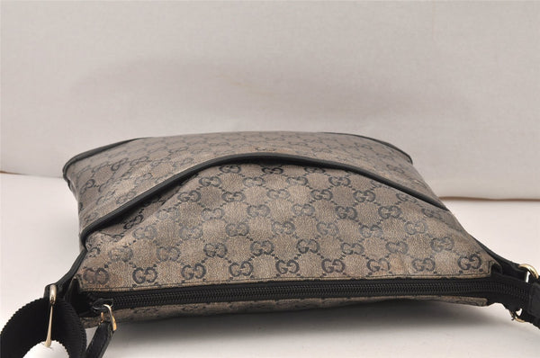 Authentic GUCCI GG Crystal Shoulder Bag PVC Leather 145857 Black Gold 5857K