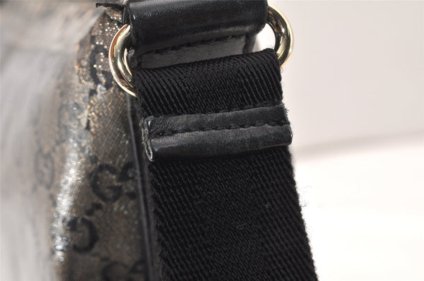 Authentic GUCCI GG Crystal Shoulder Bag PVC Leather 145857 Black Gold 5857K