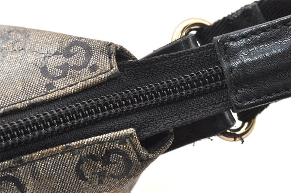 Authentic GUCCI GG Crystal Shoulder Bag PVC Leather 145857 Black Gold 5857K