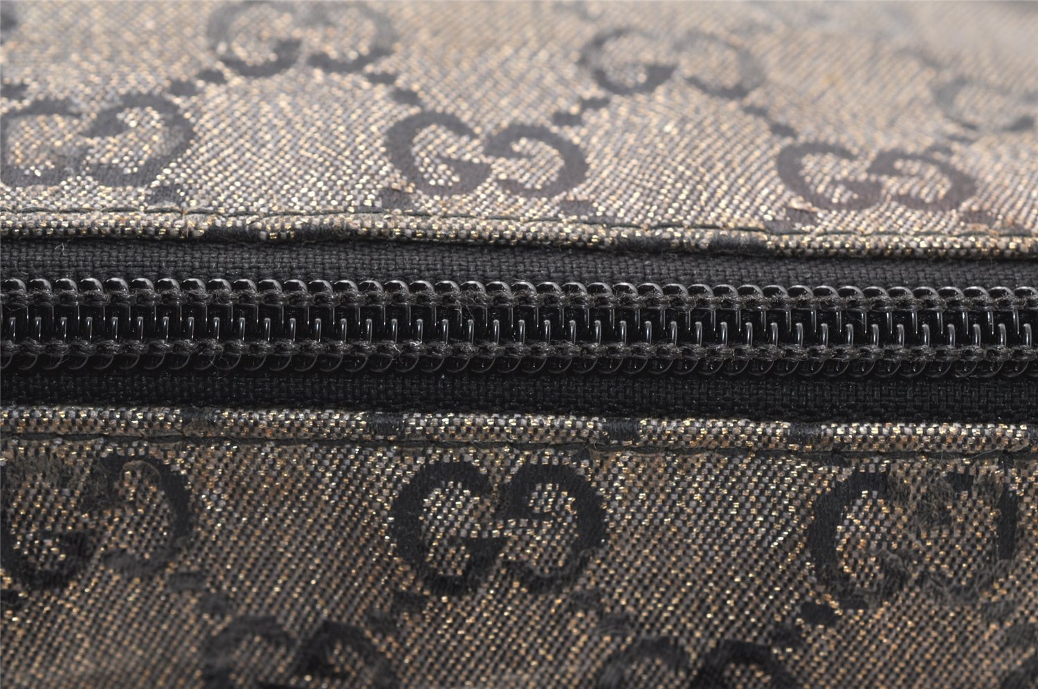 Authentic GUCCI GG Crystal Shoulder Bag PVC Leather 145857 Black Gold 5857K