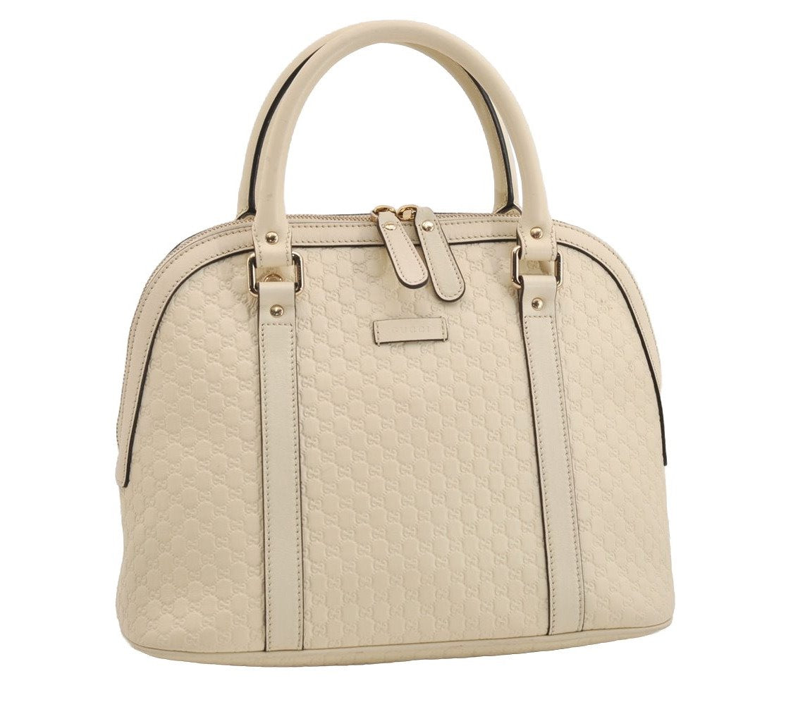 Authentic GUCCI Micro Guccissima GG Leather 2Way Hand Bag 449663 White 5860J