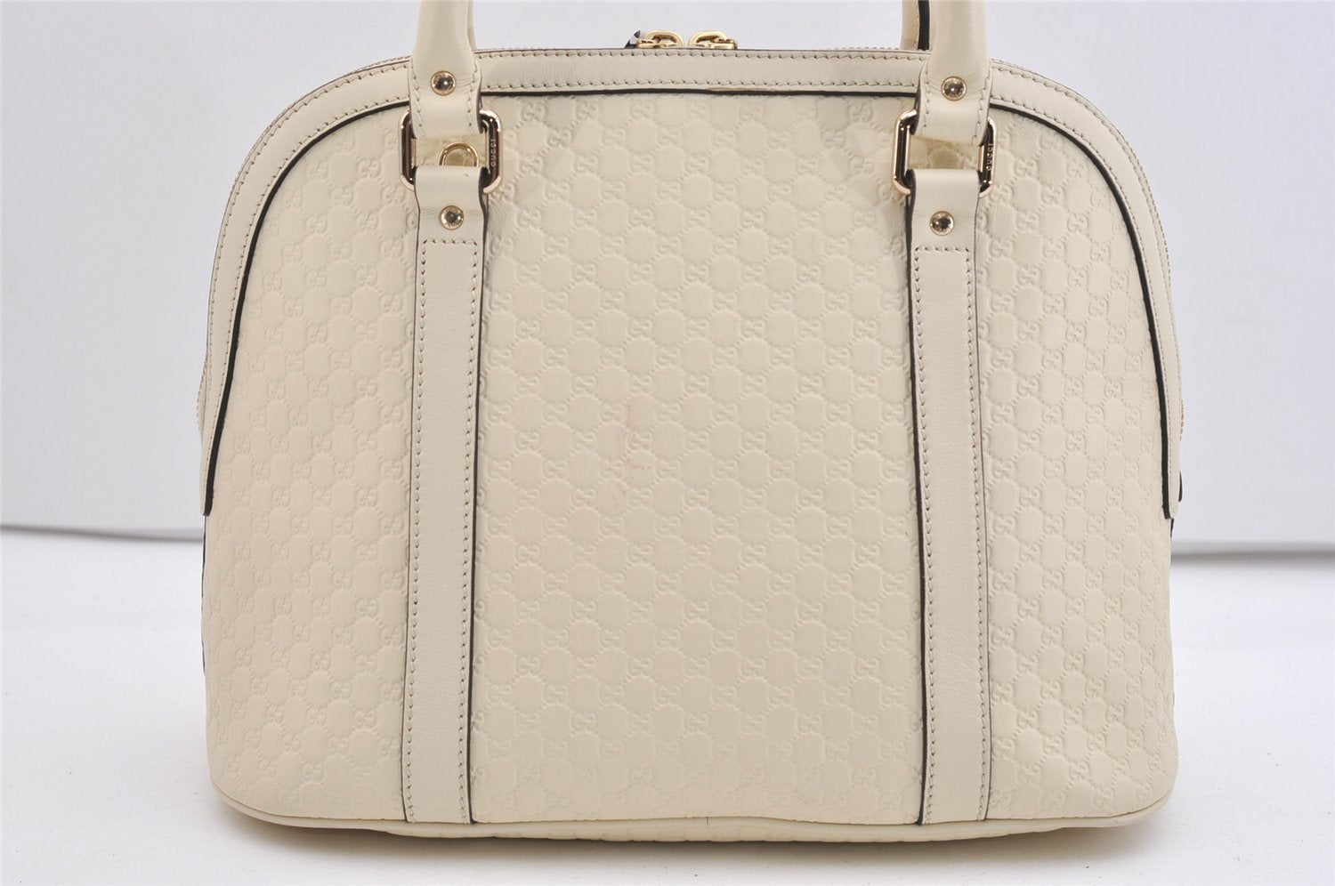 Authentic GUCCI Micro Guccissima GG Leather 2Way Hand Bag 449663 White 5860J