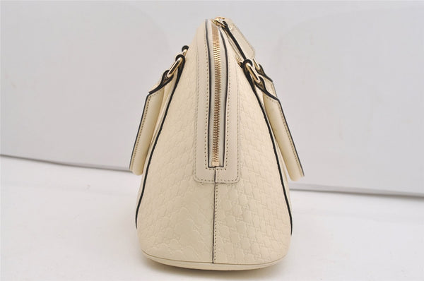 Authentic GUCCI Micro Guccissima GG Leather 2Way Hand Bag 449663 White 5860J