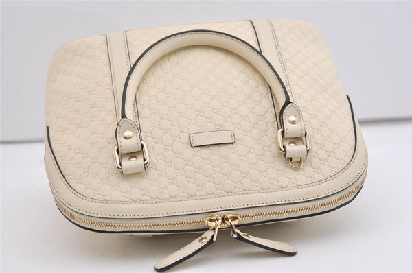 Authentic GUCCI Micro Guccissima GG Leather 2Way Hand Bag 449663 White 5860J