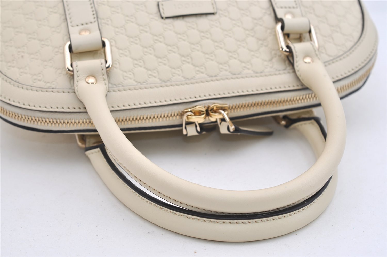 Authentic GUCCI Micro Guccissima GG Leather 2Way Hand Bag 449663 White 5860J