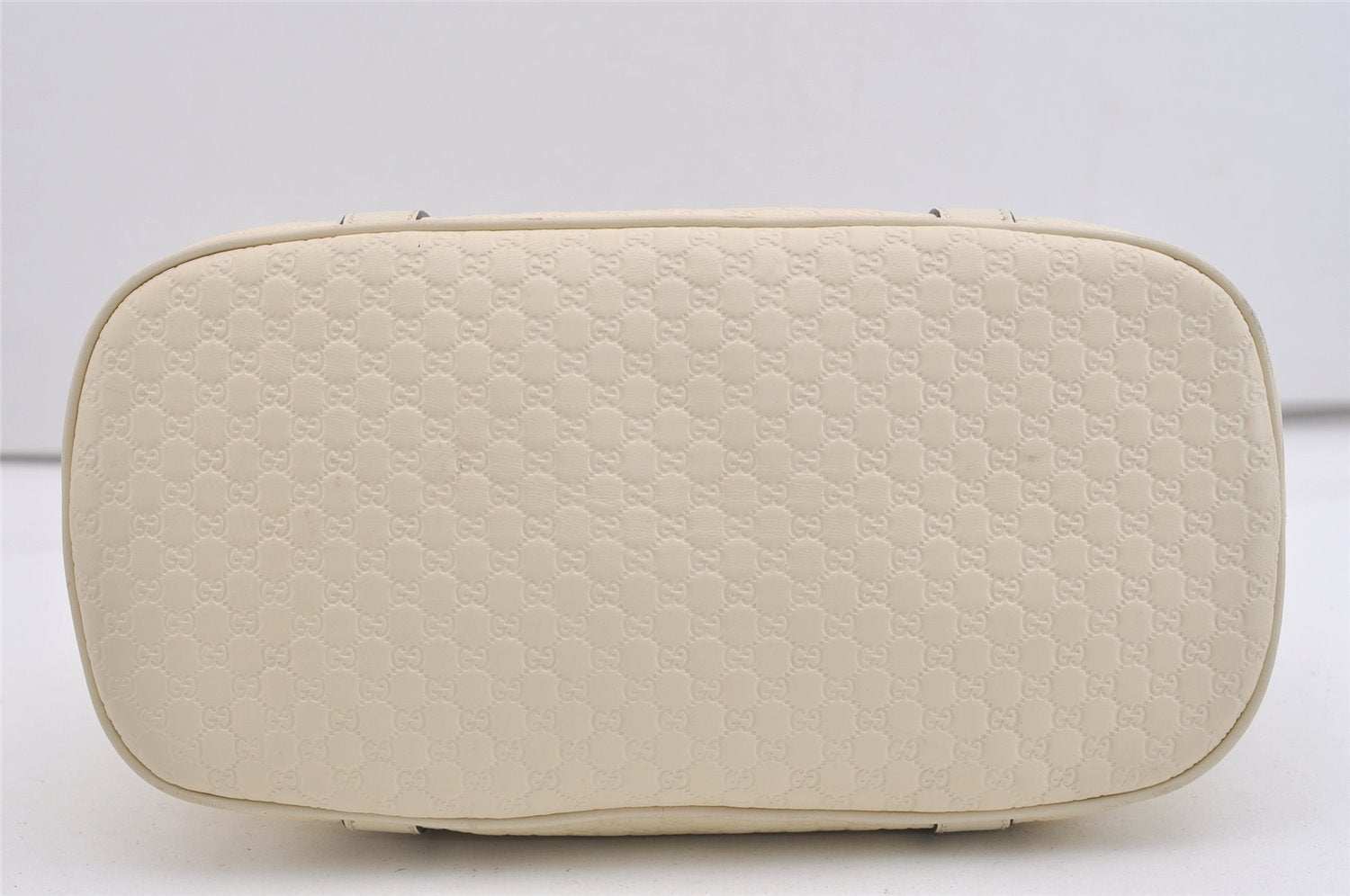 Authentic GUCCI Micro Guccissima GG Leather 2Way Hand Bag 449663 White 5860J