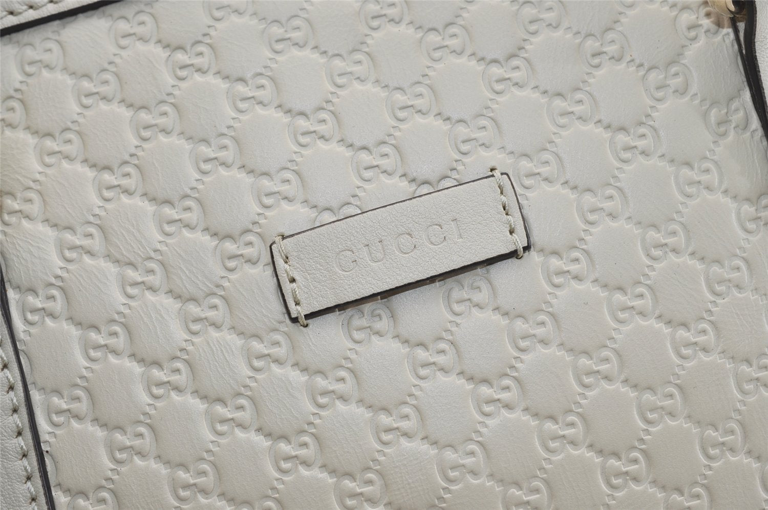 Authentic GUCCI Micro Guccissima GG Leather 2Way Hand Bag 449663 White 5860J
