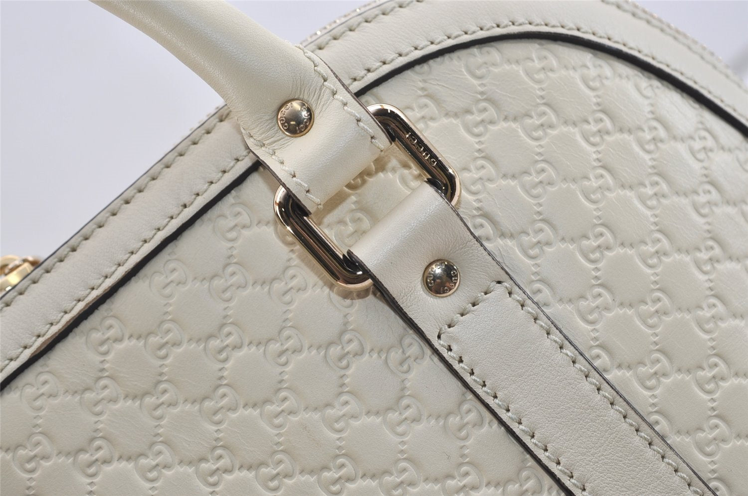 Authentic GUCCI Micro Guccissima GG Leather 2Way Hand Bag 449663 White 5860J