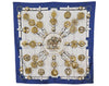 Authentic HERMES Carre 90 Scarf "Cuivreries" Silk Blue 5862K