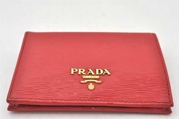 Authentic PRADA Vintage Leather Bifold Wallet Purse Red 5863K