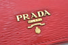 Authentic PRADA Vintage Leather Bifold Wallet Purse Red 5863K