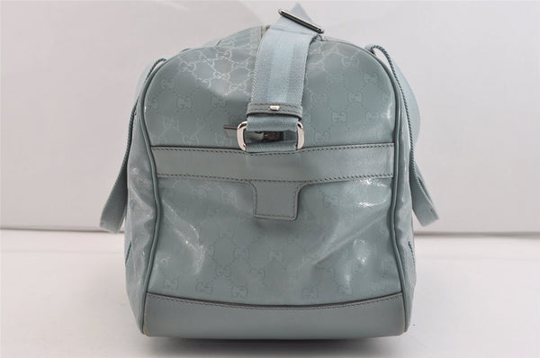 Authentic GUCCI Impreme 2Way Boston Bag GG PVC Leather 374769 Light Blue 5865J