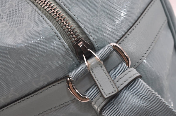 Authentic GUCCI Impreme 2Way Boston Bag GG PVC Leather 374769 Light Blue 5865J