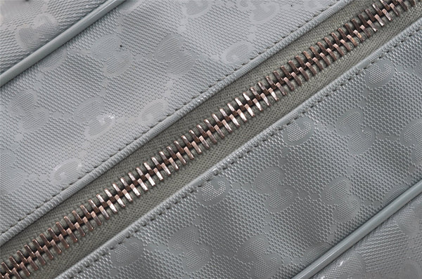 Authentic GUCCI Impreme 2Way Boston Bag GG PVC Leather 374769 Light Blue 5865J
