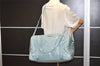 Authentic GUCCI Impreme 2Way Boston Bag GG PVC Leather 374769 Light Blue 5865J