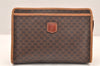 Authentic CELINE Macadam Blason Pattern Clutch Hand Bag PVC Leather Brown 5868K