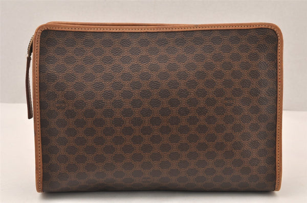 Authentic CELINE Macadam Blason Pattern Clutch Hand Bag PVC Leather Brown 5868K