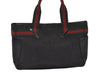 Authentic GUCCI Web Sherry Line Hand Tote Bag Canvas Leather 139261 Black 5869I