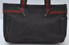 Authentic GUCCI Web Sherry Line Hand Tote Bag Canvas Leather 139261 Black 5869I