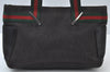 Authentic GUCCI Web Sherry Line Hand Tote Bag Canvas Leather 139261 Black 5869I