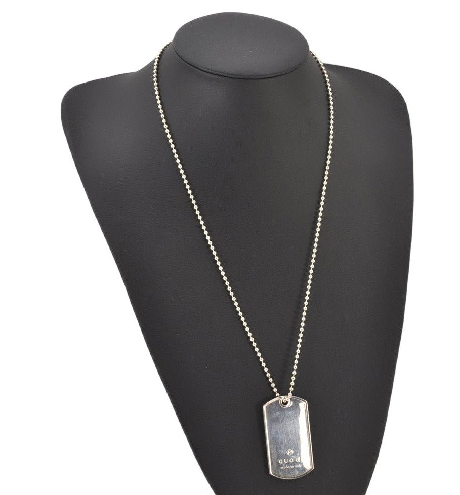 Authentic GUCCI Vintage Silver 925 Dog Tag Chain Necklace Box 5869K