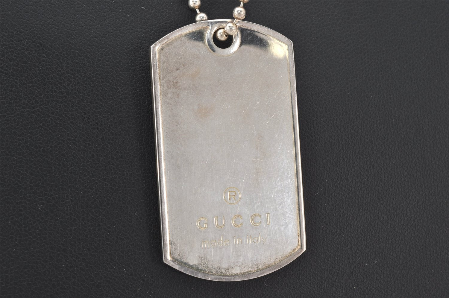 Authentic GUCCI Vintage Silver 925 Dog Tag Chain Necklace Box 5869K