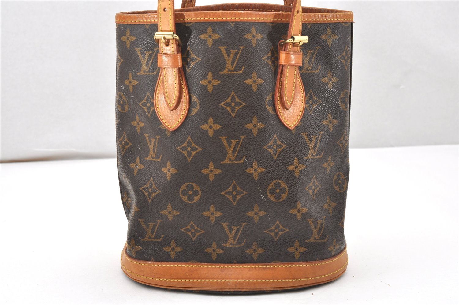 Authentic Louis Vuitton Monogram Bucket PM Shoulder Tote Bag M42238 Junk 5871K