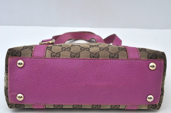 Authentic GUCCI Abbey Hand Tote Bag Purse GG Canvas Leather 141471 Brown 5872I