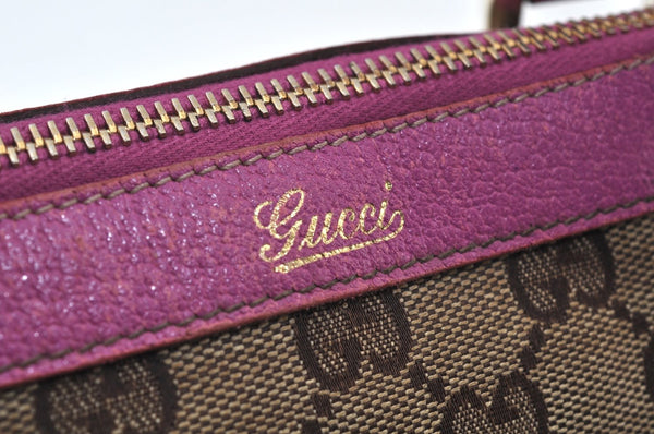 Authentic GUCCI Abbey Hand Tote Bag Purse GG Canvas Leather 141471 Brown 5872I