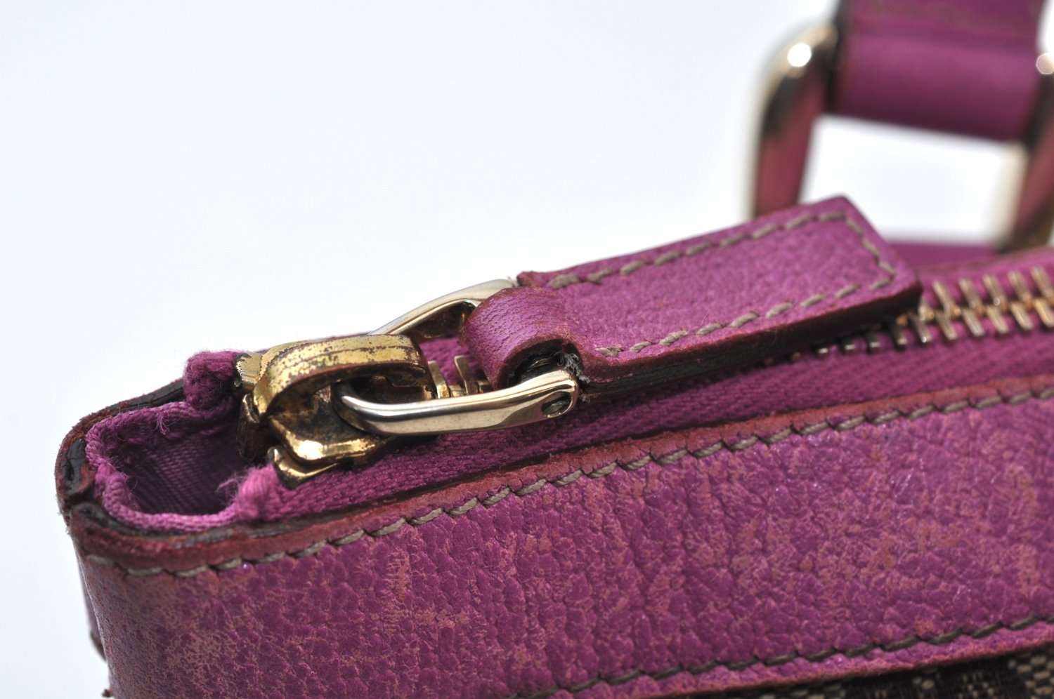 Authentic GUCCI Abbey Hand Tote Bag Purse GG Canvas Leather 141471 Brown 5872I