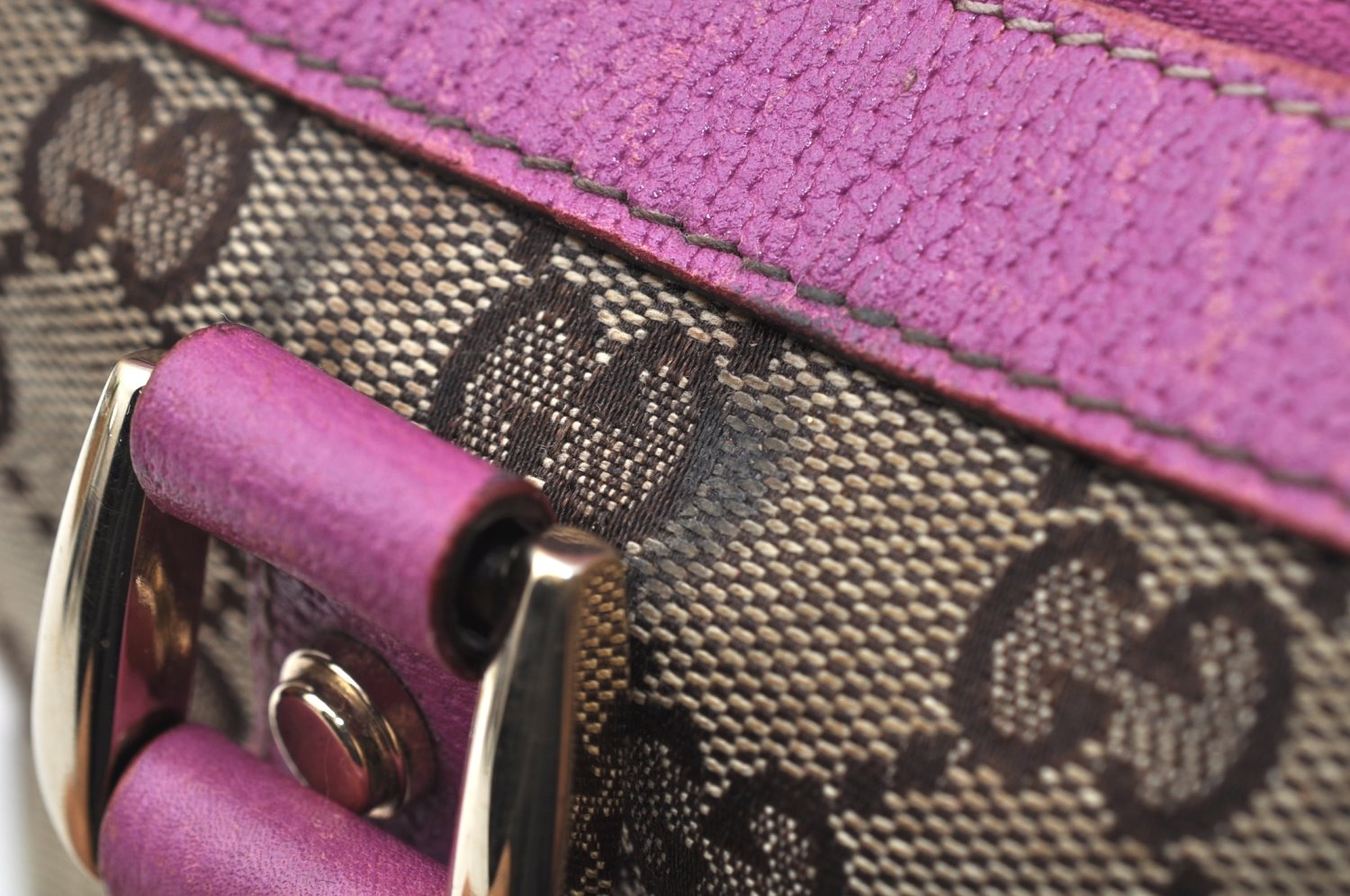 Authentic GUCCI Abbey Hand Tote Bag Purse GG Canvas Leather 141471 Brown 5872I