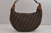 Authentic FENDI Vintage Zucca Shoulder Hand Bag Purse Canvas Leather Brown 5872J