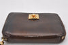 Authentic CELINE Vintage Enamel Coin Purse Pouch Brown 5872K