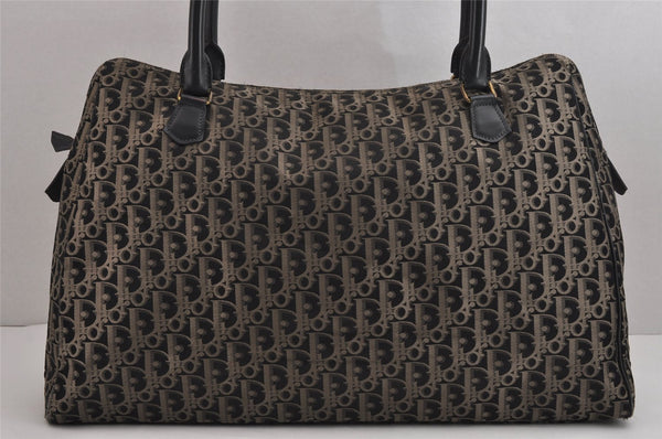 Authentic Christian Dior Trotter Boston Hand Bag Canvas Leather Black 5873J