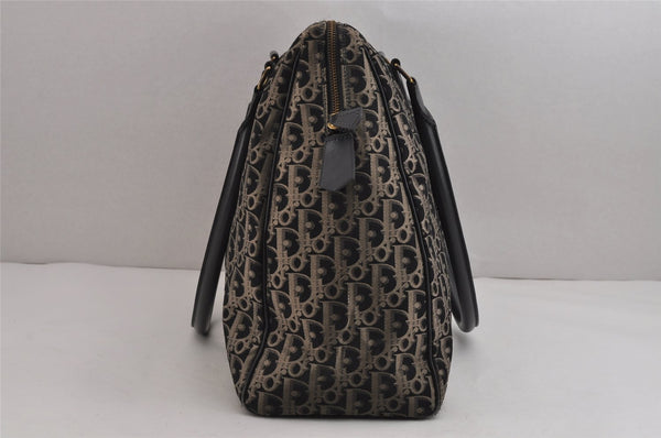 Authentic Christian Dior Trotter Boston Hand Bag Canvas Leather Black 5873J