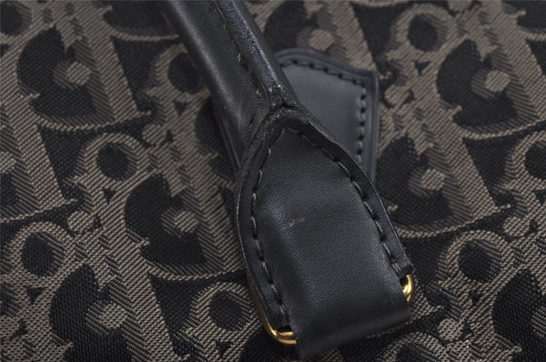 Authentic Christian Dior Trotter Boston Hand Bag Canvas Leather Black 5873J