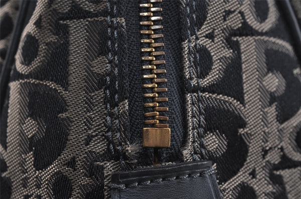 Authentic Christian Dior Trotter Boston Hand Bag Canvas Leather Black 5873J