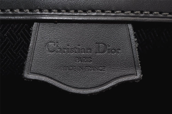 Authentic Christian Dior Trotter Boston Hand Bag Canvas Leather Black 5873J