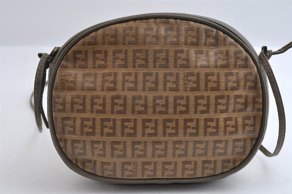 Authentic FENDI Zucchino Shoulder Cross Body Bag PVC Leather Brown Junk 5875I