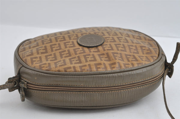 Authentic FENDI Zucchino Shoulder Cross Body Bag PVC Leather Brown Junk 5875I