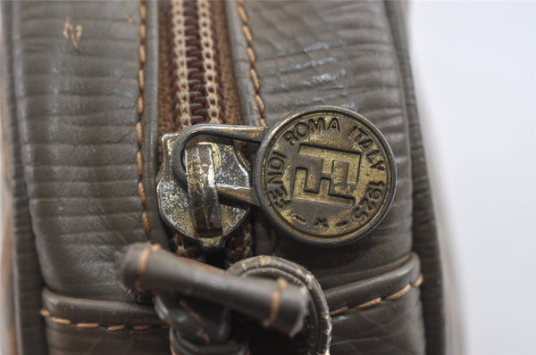 Authentic FENDI Zucchino Shoulder Cross Body Bag PVC Leather Brown Junk 5875I