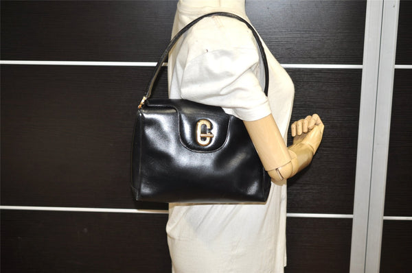 Authentic GUCCI Vintage Shoulder Hand Bag Purse Leather Black 5875K