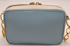 Auth PRADA Saffiano Leather Chain Wallet Shoulder Cross Bag Light Blue 5877J