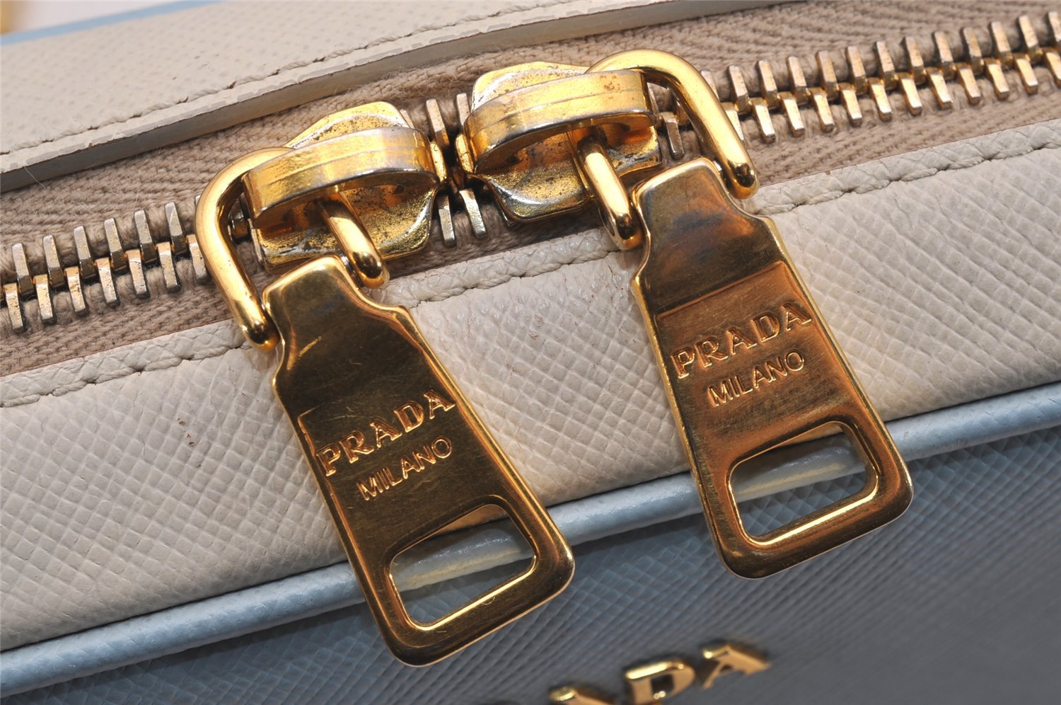 Auth PRADA Saffiano Leather Chain Wallet Shoulder Cross Bag Light Blue 5877J
