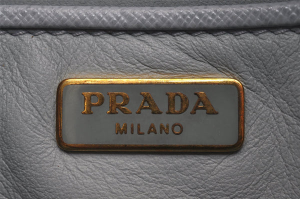 Auth PRADA Saffiano Leather Chain Wallet Shoulder Cross Bag Light Blue 5877J