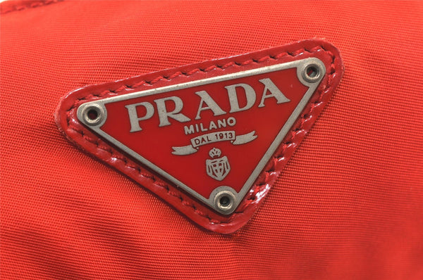 Authentic PRADA Nylon Tessuto Leather Shoulder Cross Body Bag Purse Red 5879K