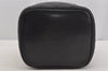 Authentic CHANEL Calf Skin Bicolore Vanity Hand Bag Purse Black CC Logo 5880J